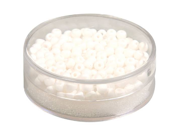 Rayher Silk-Bead Glas-Rocailles Weiss ⌀ 4 mm 120 Stück