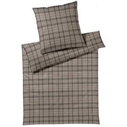 Joop! Flanell Bettwäsche Soft Frames 45007-27 brown - 135x200cm + 40x80cm