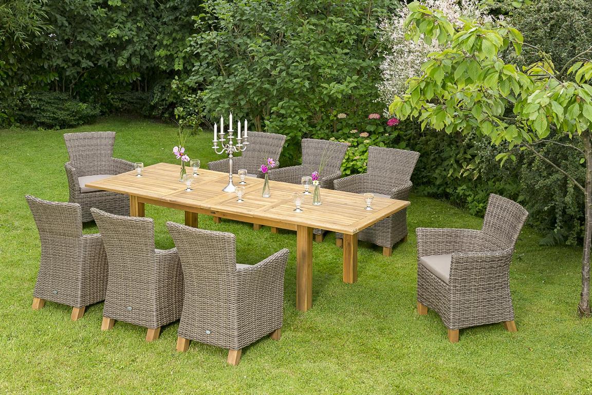 MERXXHANDELS Toskana Set 17tlg 8 Sessel Kiss Tisch 180(220/260)x100cm 16909548