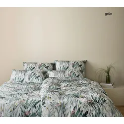 Elegante Feinbiber Bettwäsche Monkeys - 135x200 cm + 80x80 cm	grün