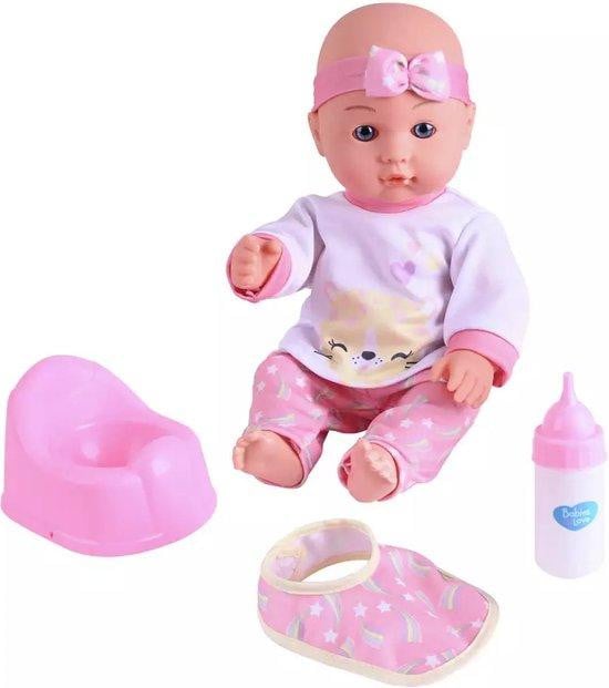 Chad Valley drink- en knuffelpop met accessoires voor peuters, 30 cm