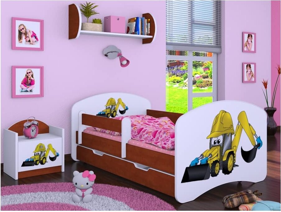 BDW, Kinderbett mit Matratze & Bettkasten, Venge, 190x90