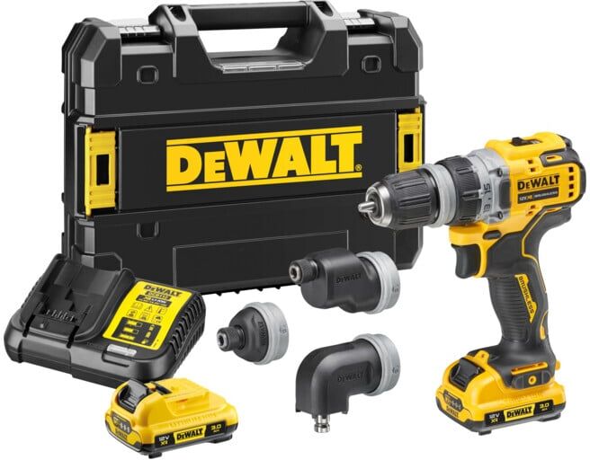 Perceuse-visseuse sans fil DEWALT 12 volts / 3 Ah avec 4 porte-outils interchangeables sans outil DCD703L2T-QW (DCD703L2T-QW)