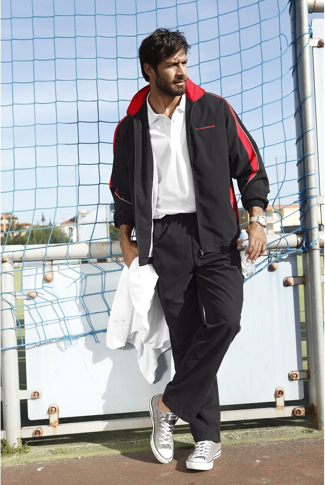 Trainingsanzug JAN VANDERSTORM "Freizeitanzug EIRIK", Herren, Gr. 60, schwarz, Obermaterial: 100% Polyester COOLMAX PES(Coolmax)., Homewear-Sets Trainingsanzug