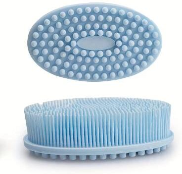 Perfect Picks Market Premium Silicone Body Scrubber & Shampoo Brush For Deep Cleansing, Gentle Exfoliation And Scalp Massage blue