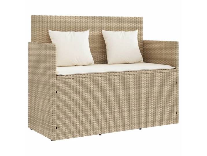 VENTE-FLASH Banc de jardin - Siège/Meuble - avec coussins beige résine tressée @6542377