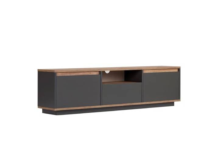 Stilvoller TV-Ständer, 160 cm, Anthrazit & Atlantische Kiefer, 100% melaminbeschichtet, 18 mm stark Modernes Design fürs Wohnzimmer