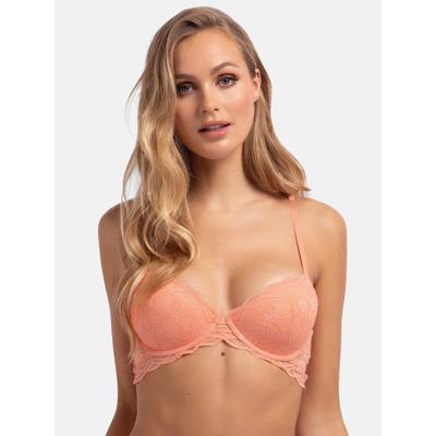 Bügel-BH DORINA "Lorelei", Damen, Gr. 80, Cup D, rot (coral), Obermaterial: 66% Polyamid, 27% Polyester, 7% Elasthan, BHs Bügel-BH, leicht wattiert, Spitzendetails