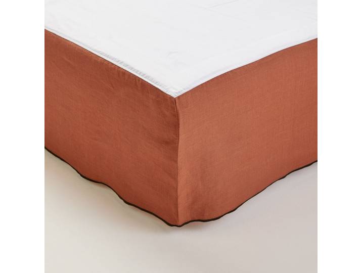 Cache sommier en lin orange 140x200 cm