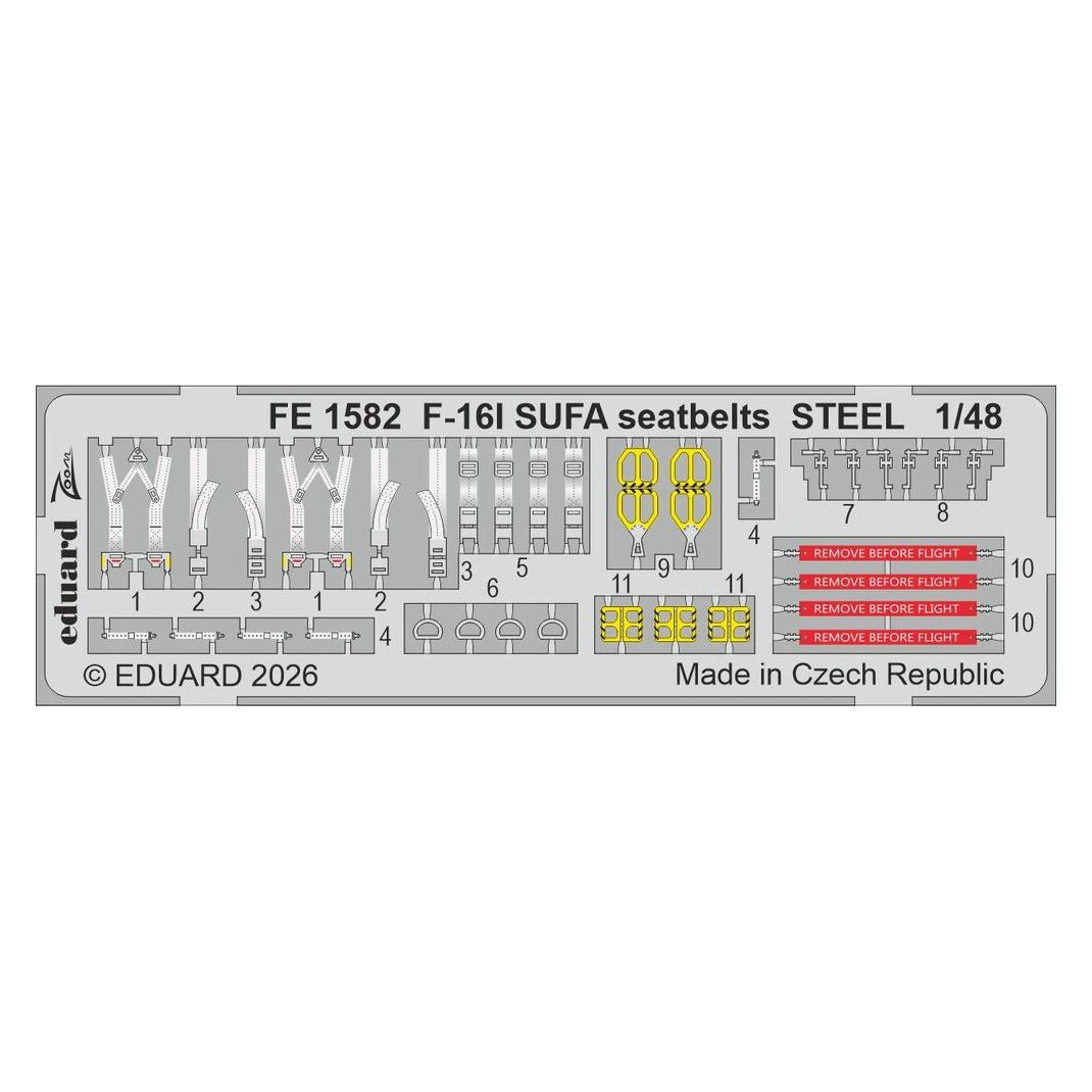 Eduard F-16I SUFA seatbelts STEEL for Great Wall Hobby (FE1582)