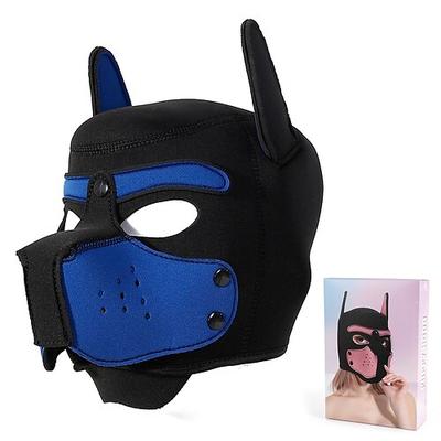 Neopren-Welpenmaske, Welpenspiel-Hundemaske für Erwachsene – BDSM-Hundemaske mit abnehmbarer Schnauze für Tierspiele Kostümveranstaltungen Pride Parade LGBTQ