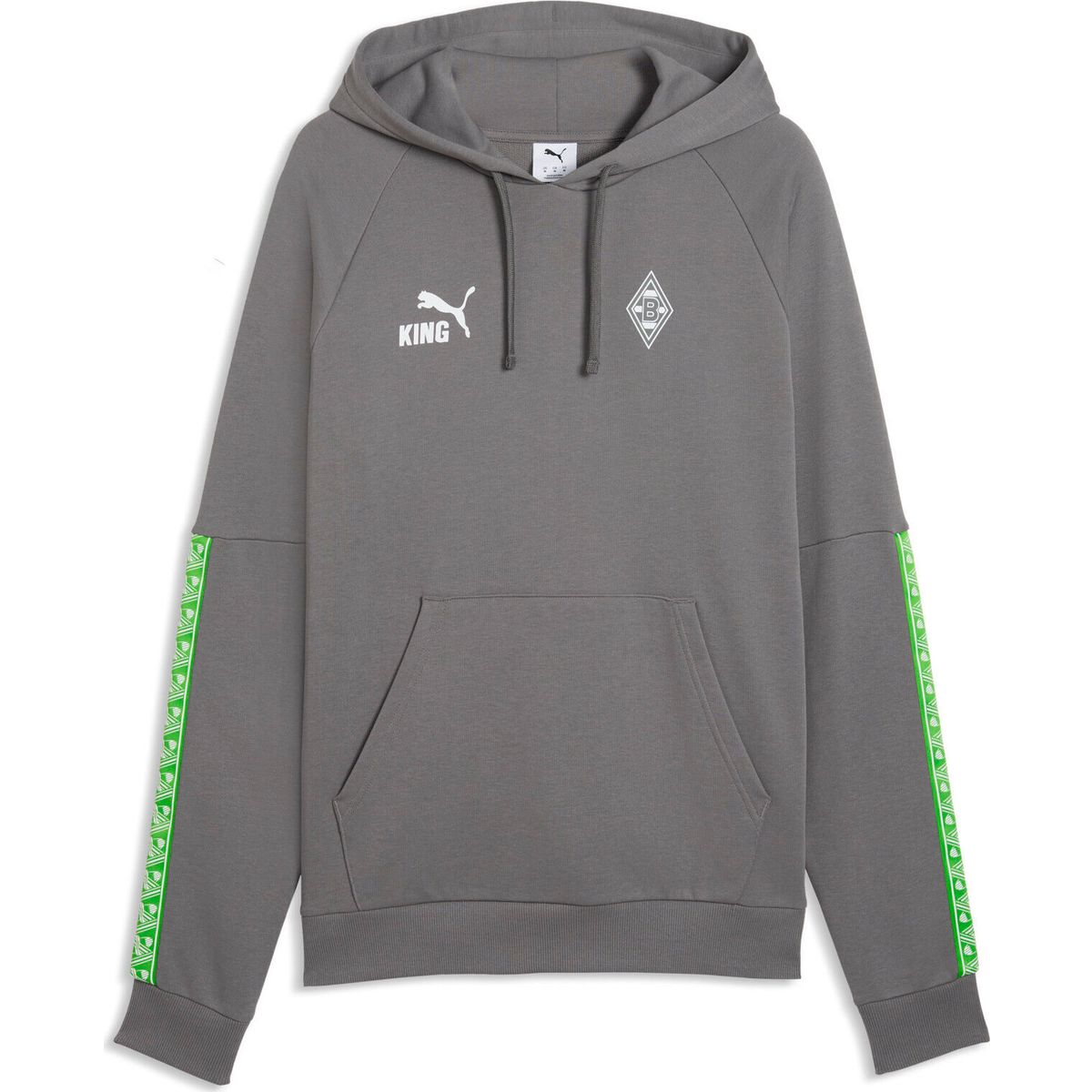 Puma BMG Ftblking Hoodie flat medium gray-puma green (01) 3XL 783914-01-3XL