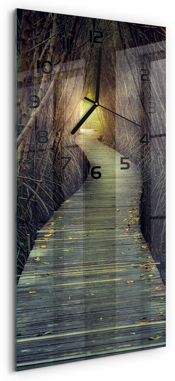 Tulup Wandklok Pad in het bos - Bruin - 30 x 60 cm