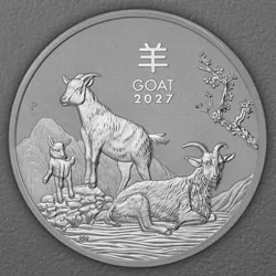 Silbermünze 2oz "Ziege" 2027 Lunar III – Year of the Goat (Australien)
