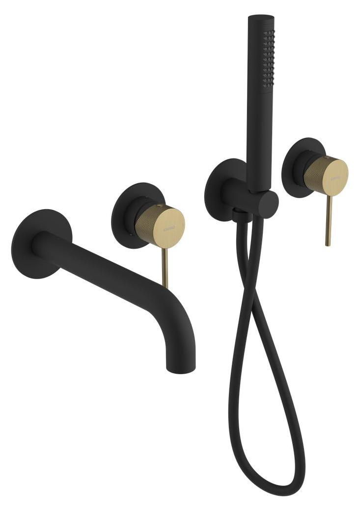 ULTRASAN Unterputz-Wannenarmatur , Set, Schwarz matt/Gold matt