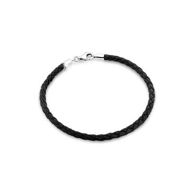 Armkette NENALINA "Armband Bead Anhänger Bettelarmband Fake Leder 925 Silber" Gr. 190, silber, Armbänder, Damen, Silber 925 (Sterlingsilber), Armkette