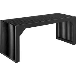 TecTake GmbH tectake Sitzbank, RIBB, lackierter Bambus, Lamellenoptik, mit Winkelverstärkung, belastbar 350 kg, bodenschonende Filzgleiter, schwarz