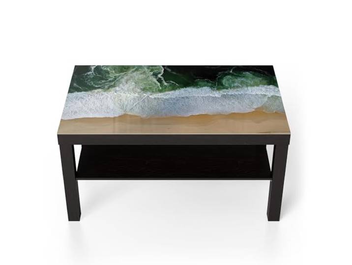 DEQORI Glastisch schwarz groß 90x50 cm Motiv Kraft des Meeres ausgefallener Beistelltisch aus Glas Hochglanz Couchtisch fürs Wohnzimmer moderner Couch Tisch mit Design