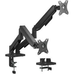 eSTUFF Dual Gas Spring Monitor Mount (Tisch, 32", 9 kg), Monitor Halterung, Schwarz