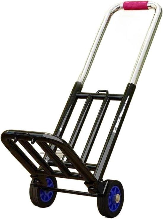 Opvouwbare Steekwagen Boodschappentrolley Bagagekar Zwart met 70 kg Laadvermogen