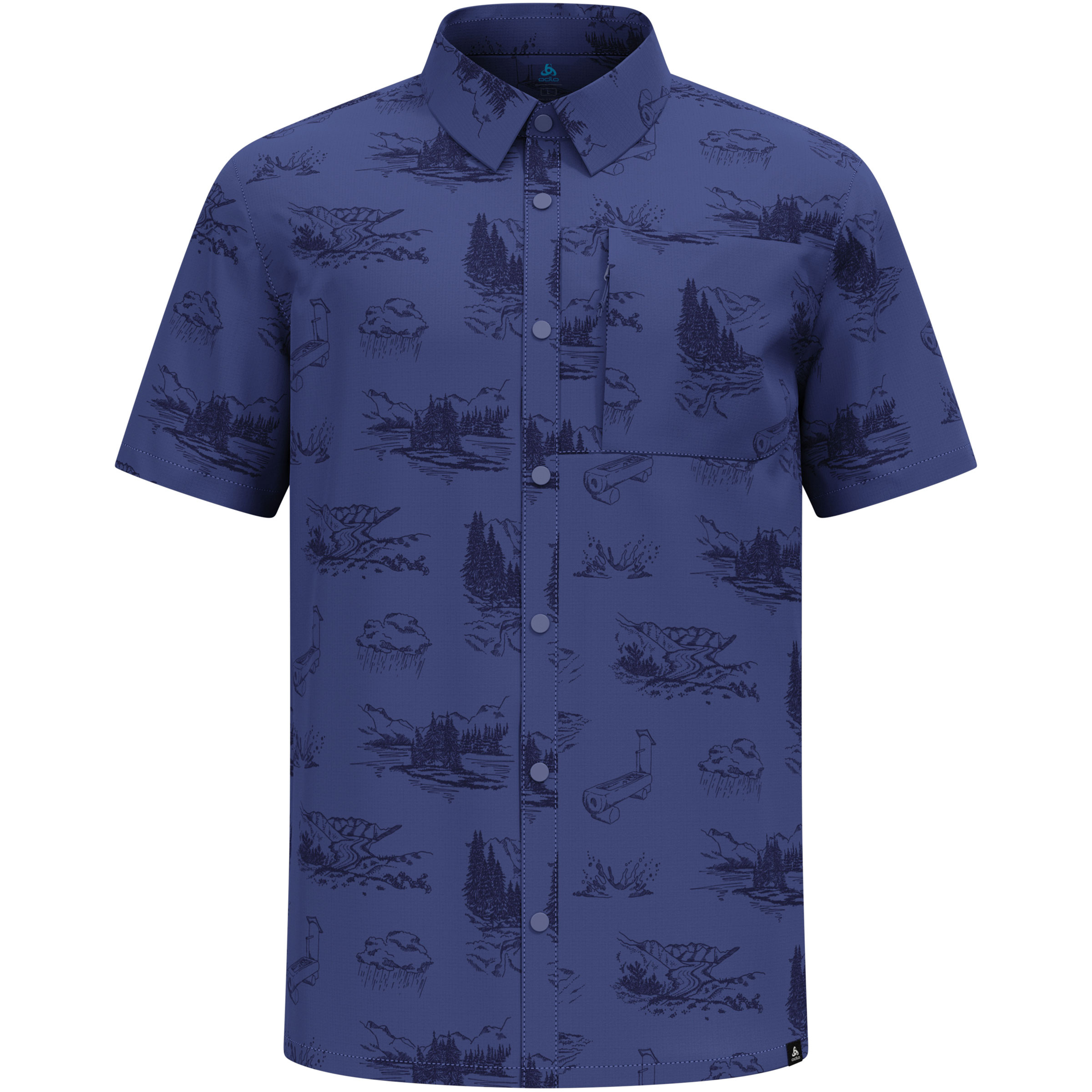 Odlo Essential Print Herren Hemden blau Größe S Trekking Elastisch
