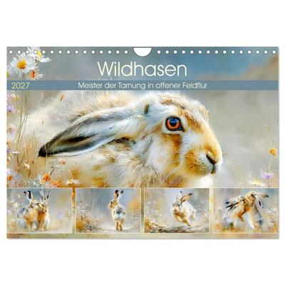 Wildhasen. Meister der Tarnung in offener Feldflur (Wandkalender 2027 DIN A4 quer), CALVENDO Monatskalender