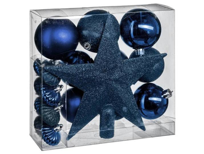 Atmosphera Lot de 18 Boules de Noël Bleu Nuit