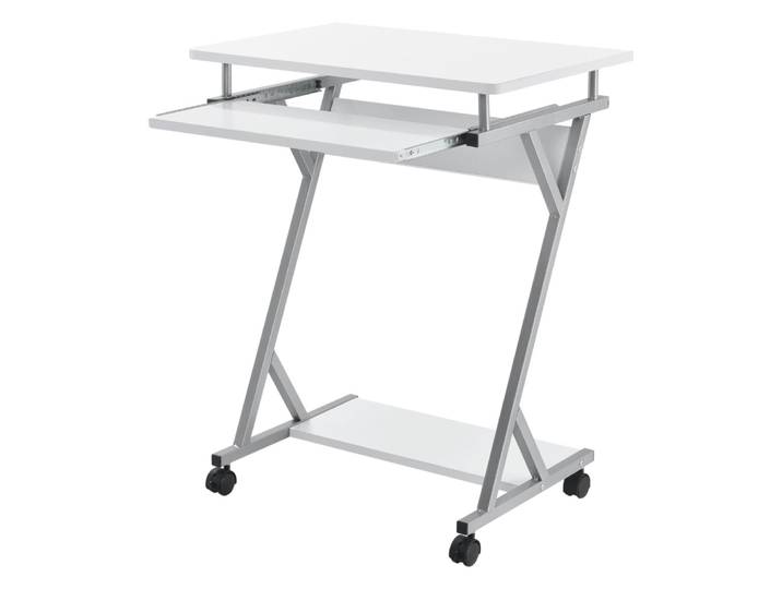 Bureau ordinateur roulant table 60 x 40 x 75 cm effet bois blanche