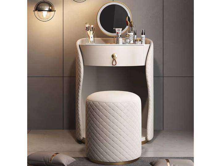 Accueil luxe en cuir maquillage vanité articles de toilette maquillage éclairé coiffeuse commodes avec miroir commode meubles de chambre