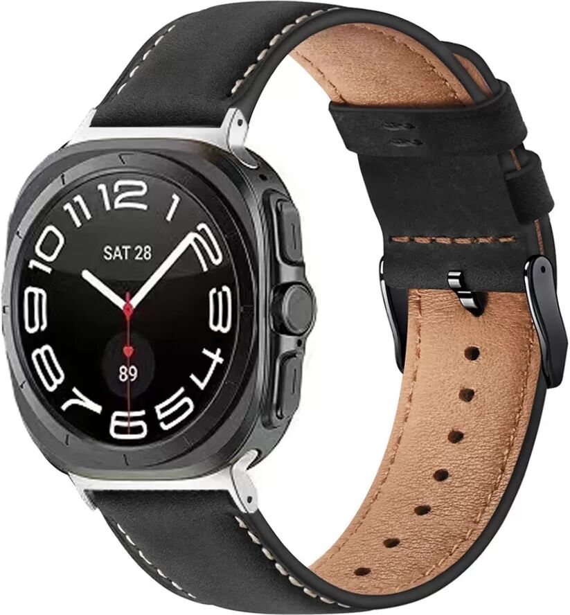 INF Schwarzes Lederarmband für Samsung Watch 7 Ultra (47MM) - 2024 Neu