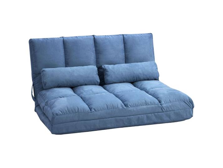 Chauffeuse paresseux convertible dossier réglable 2 coussins bleu