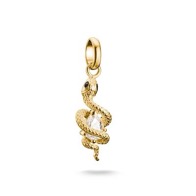 Charm-Einhänger THOMAS SABO "Charm Schlangen-Optik - Connect", gold (gelbgoldfarben, kristallweiß, kristallweiß), Charms, Damen, Silber 925 (recycelt), mit Zirkonia (synth.)