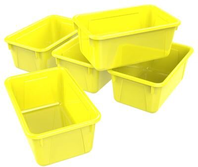 Storex Small Cubby Bin, Yellow, Pack of 5