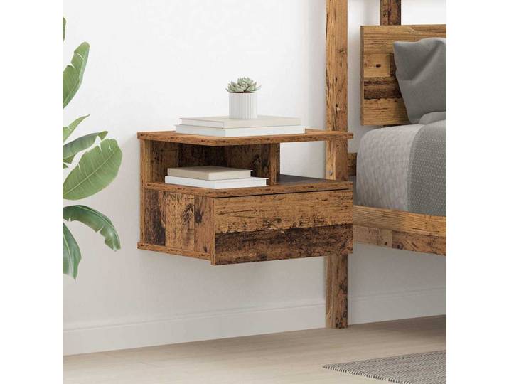 vidaXL Schwebender Nachttisch Altholz 40 x 31 x 28 cm Holzwerkstoff