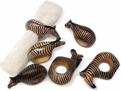 Global Crafts Handmade Safari Napkin Rings Set of 6 (Kenya)