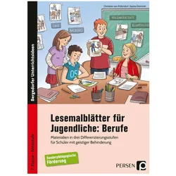 Lesemalblätter für Jugendliche: Berufe, Schulbücher von Christine von Pufendorf, Saskia Dümmel