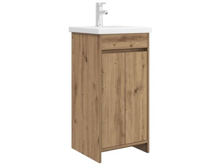 hliofuir Badezimmerschrank mit Waschbecken Artisan-Eiche 42cm Kompakter Badezimmerschrank aus Holzwerkstoff in Artisan-Eiche mit Tür und Einlegeboden für Ihr Gäste-WC.