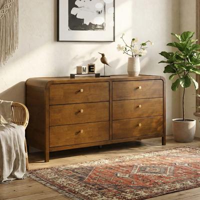 Dovelina 6-Drawer Wood Dresser Storage Cabinet with Solid Rubberwood Frame