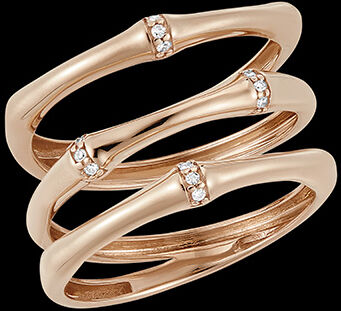 Edenly Ring Heiliger Urwald, 3-reihig, mehrere Diamanten - RosÃ©gold, 9 Karat