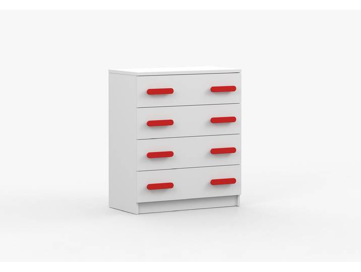 Kommode JONAS I 02 80 cm Weiß Weiß Rot
