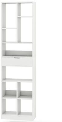 Costway 7-tier Bookshelf with Drawer 180cm Floor Standing Display Rack Storage Shelf-White