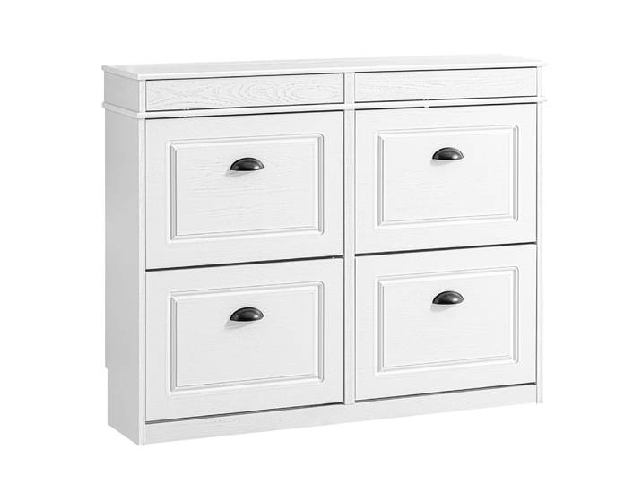 Meuble chaussure rangement 4 abattants 105x24x82cm effet bois