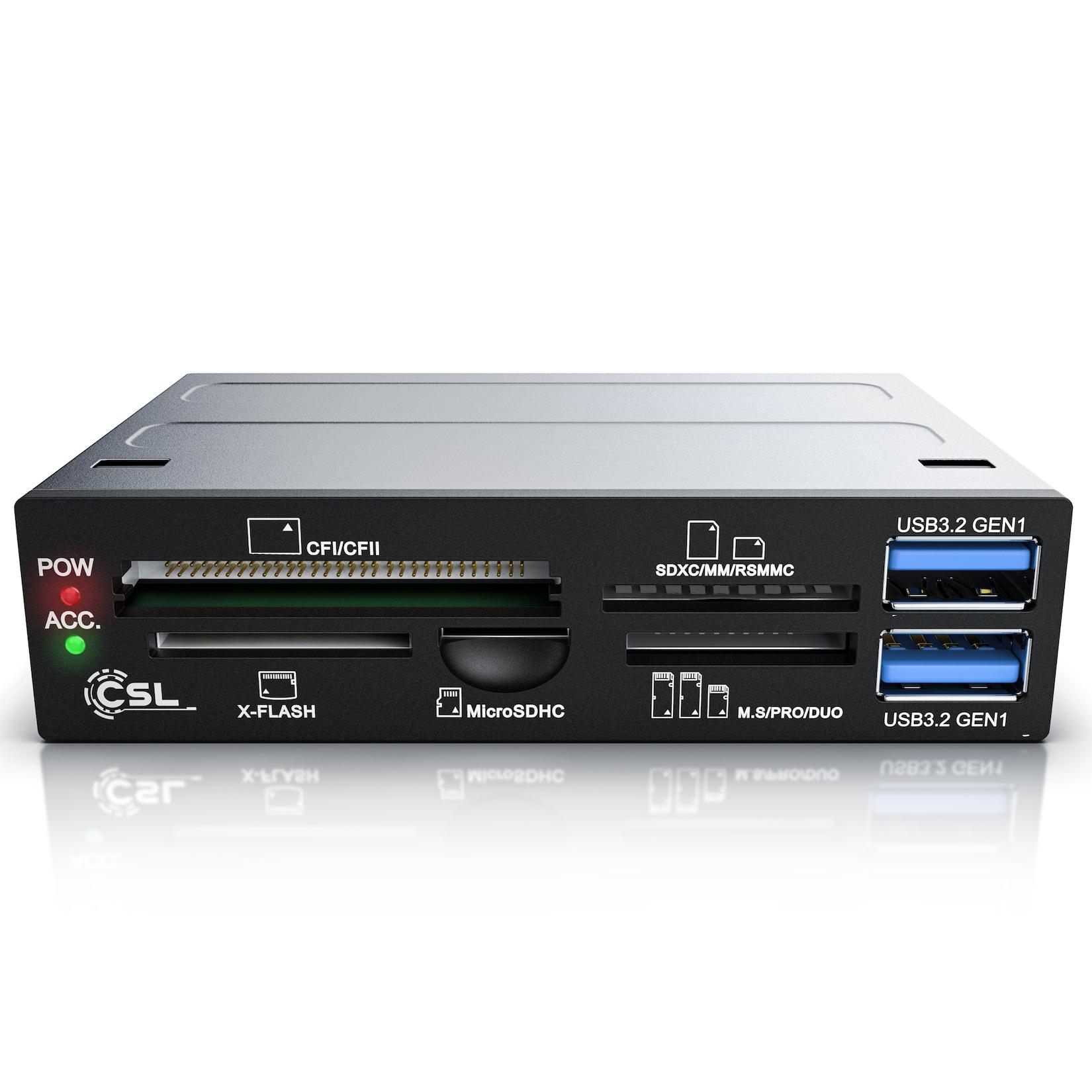 CSL 3,5 Multi-Frontpanel Cardreader mit USB 3.0 für SD/SDXC/microSD/microSDHC/M2/CF/MMC/MS/XD
