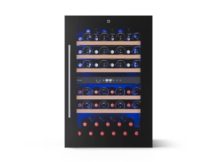 Klarstein Illuminosa Weinkühlschrank Einbau - 57 Flaschen, 2 Zonen, 5-22°C, Touch, LED, UV-Schutz, leise, Buchenholzregale, Einbau-Weinkühlschrank