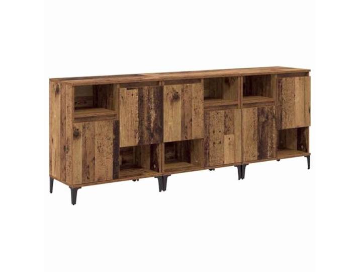 GHVBNMF Sideboard 3er Set Altholz-Optik 60x35x70 cm Kommode Anrichte Vielseitige 3er Set Anrichten für Küche und Flur mit verstellbaren Regalen und stabilen Metallbeinen in Schwarz.