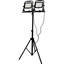 Ansmann Profi-Strahler FL50W-AC mit Stativ, 5400 Lumen, 2 Stück Baustrahler mit einem 180cm Aluminium-Stativ