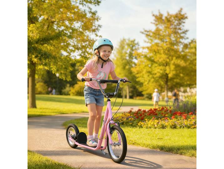 Trottinette Enfant HOMCOM Pneus Acier Rose
