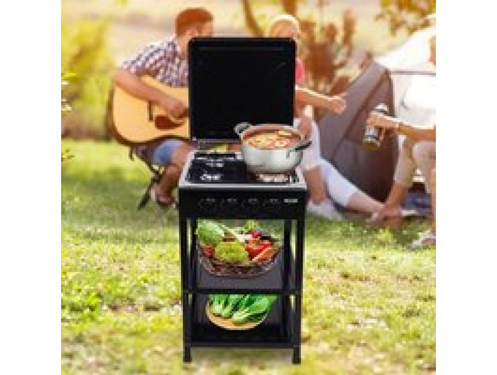 Plaque de cuisson à gaz à 4 feux avec support antidérapant - Cuisinière à gaz naturel autoportante