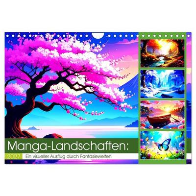 Manga-Landschaften: Ein visueller Ausflug durch Fantasiewelten (Wandkalender 2027 DIN A4 quer), CALVENDO Monatskalender