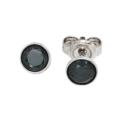 Paar Ohrstecker JOBO "Runde Ohrringe 5,5 mm schwarz", schwarz (silber 925), Ohrringe, Damen, 5,5mm, Silber 925 (Sterlingsilber), 925 Silber mit Zirkonia